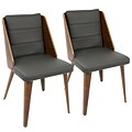 LumiSource Galanti Mid-Century Modern Dining Chair in Walnut Wood and Grey PU (CH-GAL WL+CR2)