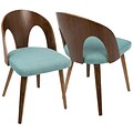 LumiSource Ava Mid-Century Modern Dining Chair in Walnut Wood and Teal Fabric (CH-AVA WL+TL)