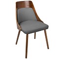 LumiSource Anabelle Mid-Century Modern Dining Chair in Walnut and Grey Fabric (CH-ANBEL WL+GY)