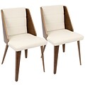 LumiSource Galanti Mid-Century Modern Dining Chair in Walnut Wood and Cream PU (CH-GAL WL+CR2)