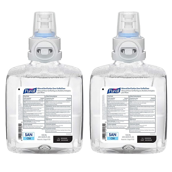 PURELL® 70% Alcohol Foaming Advanced Hand Sanitizer Refill for CS8 Touch-Free Dispensers, 1200 mL, 2/CT  (7851-02)