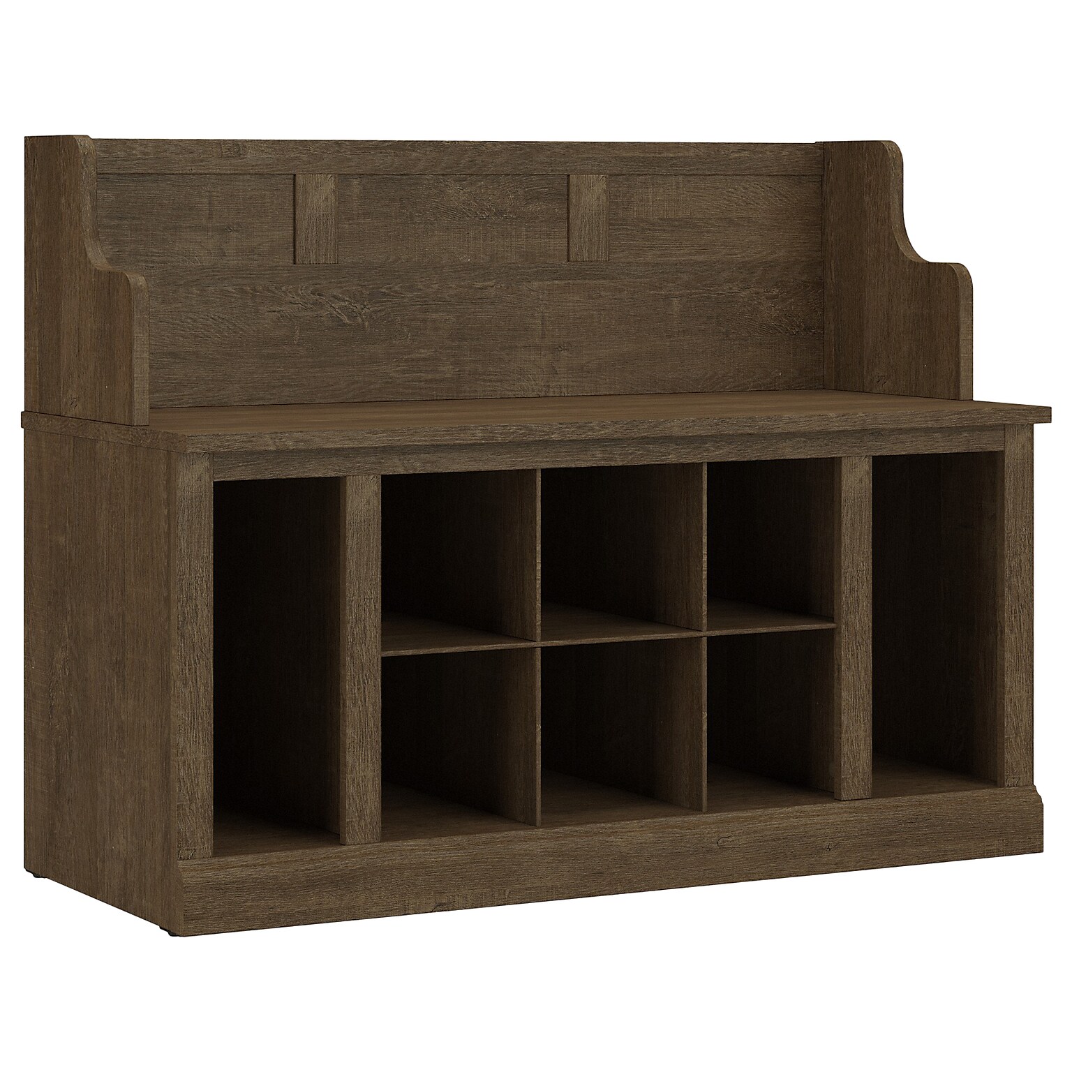 kathy ireland® Home by Bush Furniture Woodland 32 Entryway Bench with 2 Shelves, Ash Brown (WDL006ABR)