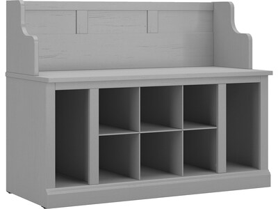 kathy ireland® Home by Bush Furniture Woodland 32 Entryway Bench with 8 Shelves, Cape Cod Gray (WDL