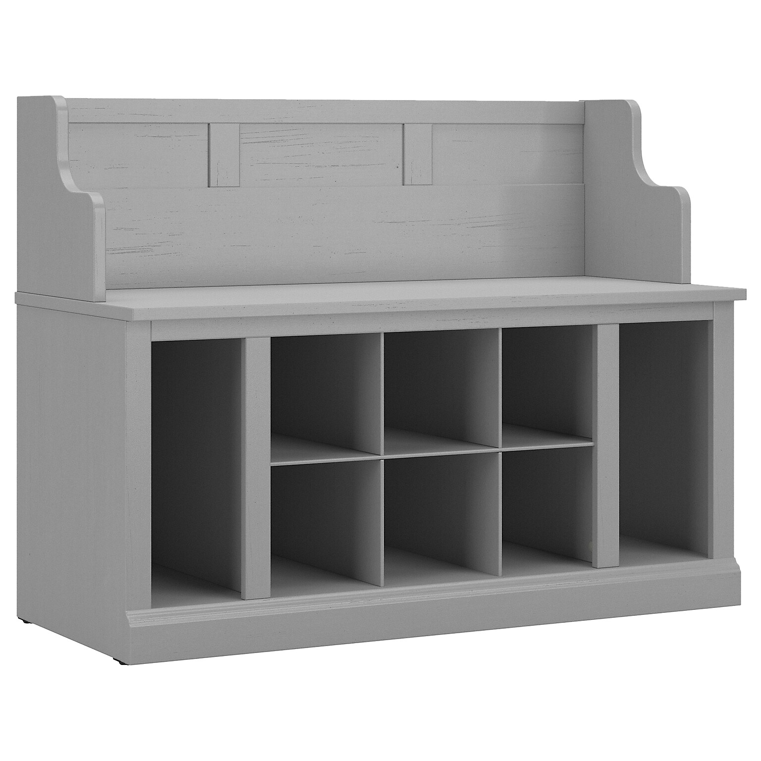 kathy ireland® Home by Bush Furniture Woodland 32 Entryway Bench with 8 Shelves, Cape Cod Gray (WDL006CG)