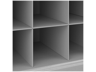 kathy ireland® Home by Bush Furniture Woodland 32" Entryway Bench with 8 Shelves, Cape Cod Gray (WDL006CG)