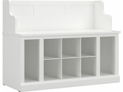 kathy ireland® Home by Bush Furniture Woodland 32 Entryway Bench with 2 Shelves, White Ash (WDL006W