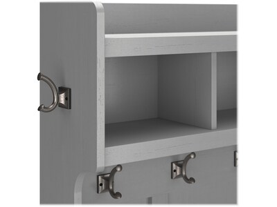 Bush Furniture Woodland 40W Hall Tree and Shoe Storage Bench with Shelves, Cape Cod Gray (WDL002CG)