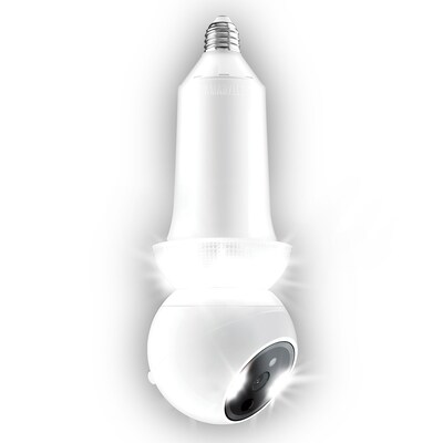 Amaryllo Zeus Biometric Auto-Tracking Light Bulb Indoor Security Camera, White (ACR1501R23WHE26)