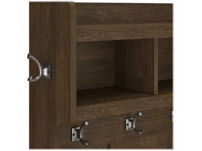 Bush Furniture Woodland 40W Hall Tree and Shoe Storage Bench with Shelves, Ash Brown (WDL002ABR)