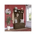 Bush Furniture Woodland 40W Hall Tree and Shoe Storage Bench with Doors, Ash Brown (WDL001ABR)