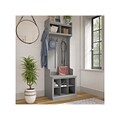 Bush Furniture Woodland 24W Hall Tree and Small Shoe Bench with Shelves, Cape Cod Gray (WDL008CG)