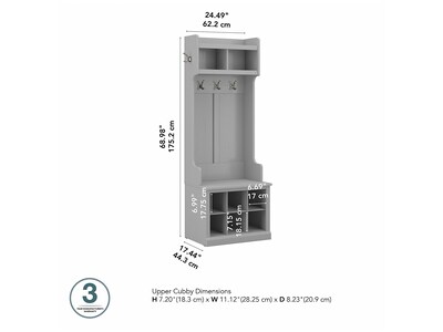 Bush Furniture Woodland 24W Hall Tree and Small Shoe Bench with Shelves, Cape Cod Gray (WDL008CG)