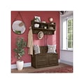 Bush Furniture Woodland 40W Entryway Bench with Doors and Wall Mounted Coat Rack, Ash Brown (WDL009A