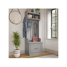 Bush Furniture Woodland 24W Hall Tree and Small Shoe Bench with Drawer, Cape Cod Gray (WDL007CG)