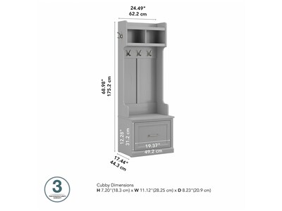 Bush Furniture Woodland 24W Hall Tree and Small Shoe Bench with Drawer, Cape Cod Gray (WDL007CG)