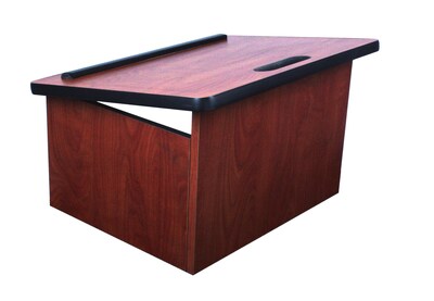 Amplivox 12"H Speak & Go Speech Mate Folding Tabletop Lectern, Mahogany Finish (W141-MH)