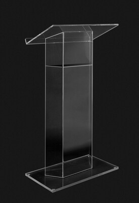 Amplivox 48H Clear Wing Style Acrylic Lectern, Ready to Assemble, Clear Finish (SN307500)