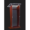 Amplivox 48H Clear H Style Acrylic with Black Cherry/Mahogany Sides and Floor Panel Lectern, Clear Finish (SN350004)