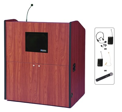 Amplivox 49"H Multimedia Smart Podium Wireless Sound, Cherry Finish (SW3430-CH)