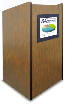Amplivox 47H Visionary Lectern with Built-in LCD Screen, Oak Finish (SN3265-OK)