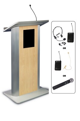Amplivox 49H Contemporary Flat Panel Lectern, Hardrock Maple with Wireless Sound (SW3110)