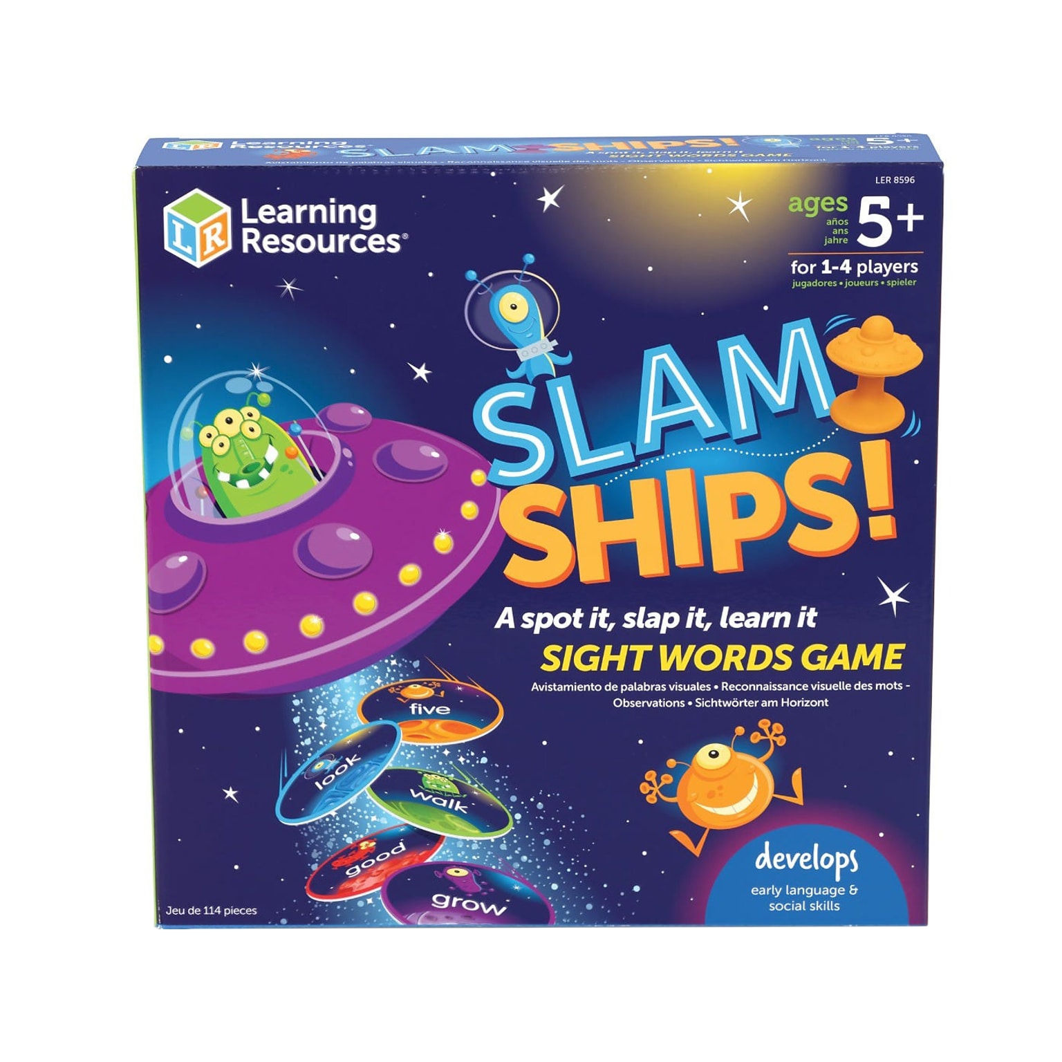Learning Resources Slam Ships! Sight Words Game, 5.8 x 10 x 1.25, Assorted Colors (LER8596)