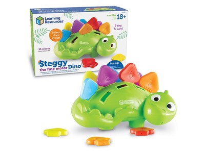 Learning Resources Steggy the Fine Motor Dino, 3.45H x 6.5W x 0.7D, Multicolor (LER9091)