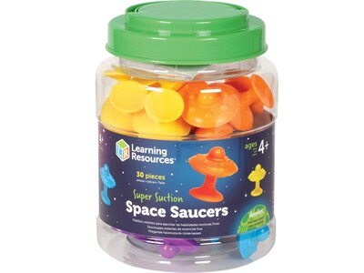 Learning Resources Super Suction Space Saucers, Assorted Colors, 30/pack (LER5550)