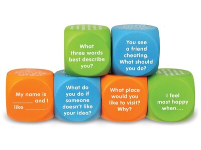Learning Resources Let's Talk! Cubes, Assorted Colors, 6/Pack (LER6369)