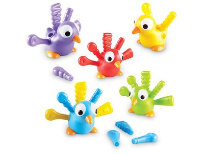 Learning Resources Fine Motor Peacock Pals, Assorted Colors, 5/Pack (LER9095)