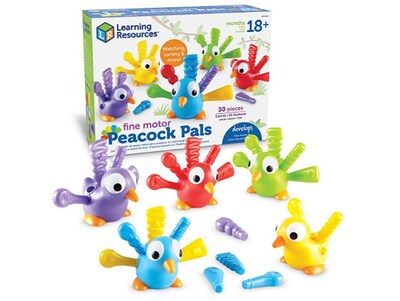 Learning Resources Fine Motor Peacock Pals, Assorted Colors, 5/Pack (LER9095)