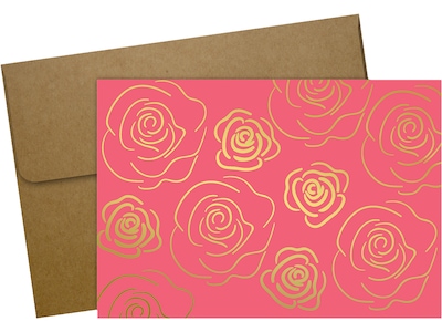 Great Papers! Gold Roses Glossy Personal Notecard, Pink/Gold, 50/Pack (2020153)