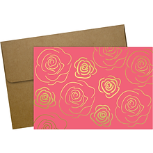 Great Papers! Gold Roses Glossy Personal Notecard, Pink/Gold, 50/Pack (2020153)