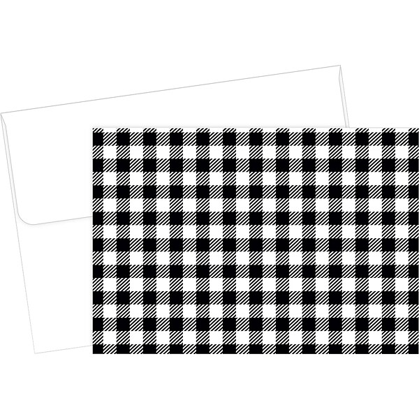 Great Papers! Black and White Buffalo Plaid Smooth Personal Notecard, 50/Pack (2020152)