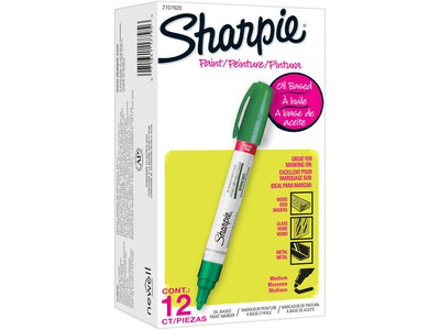 Sharpie Oil-Based Paint Marker, Medium Tip, Green, Dozen (2107620)