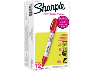 Sharpie Oil-Based Paint Marker, Medium Tip, Red, Dozen (2107613)