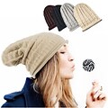 Zodaca Winter Womens Oversized Triangle Pattern Baggy Hat Crochet Beanie Knit Cap Warm Hats - Beige