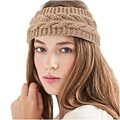 Zodaca Ladies Winter Crochet Knit Knitted Warmer Headband Hairband Headwrap Ear Band - Beige