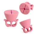 Zodaca Silicone Nail Art Polish Holder Flexible Durable Wearable Finger Bottle Stand - Pink