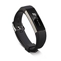 Zodaca For Fitbit Alta, TPU Rubber Wristband Replacement Sports Watch Wrist Band Strap w/ Metal Buckle Clasp, Black