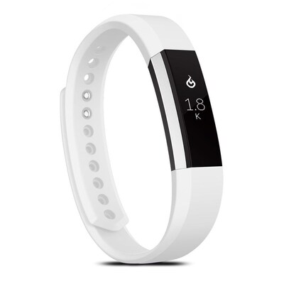 Zodaca For Fitbit Alta, Large L Size TPU Rubber Wristband Replacement Sports Watch Wrist Band Strap w/ Clasp, White