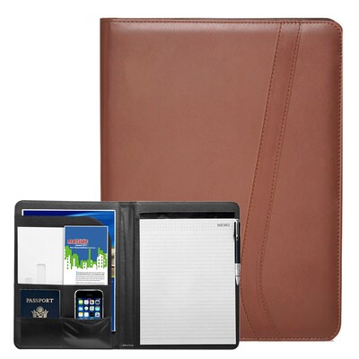 Natico Brown Faux Leather Portfolio 12.75H x 9.5W (60-PF-11BR)