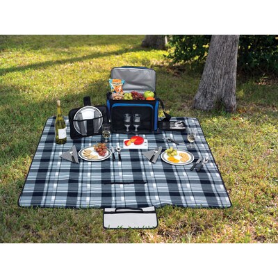 Natico Black Fleece with PVC Backing Picnic Blanket (60-7700-BK)