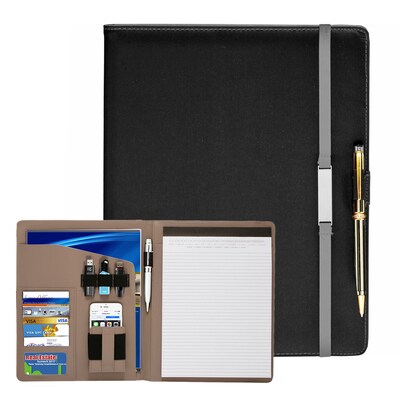 Natico Black and Grey Faux Leather Portfolio 12.5H x 9.75W (60-PF-64GY)