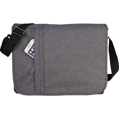 Natico Grey Polyester Canvas Messenger Bag (60-7378)