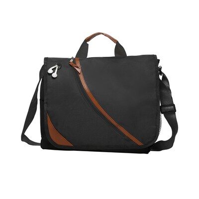 Natico Black Polyester Executive Messenger Bag (60-MB-21BK)