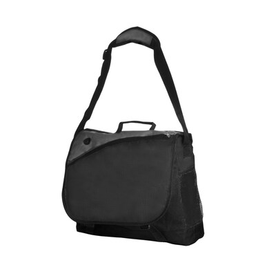 Natico Black and Grey Polyester Messenger Bag (60-MB-18BK)