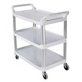 Rubbermaid Commercial 3-Shelf Plastic/Poly Mobile Utility Cart with Lockable Wheels, Black (FG409100BLA)