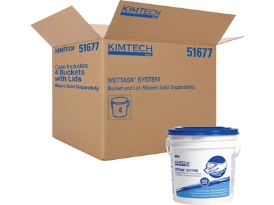 Kimtech WetTask HDPE Wiping System Bucket, Blue/White, 4/Carton (51677)