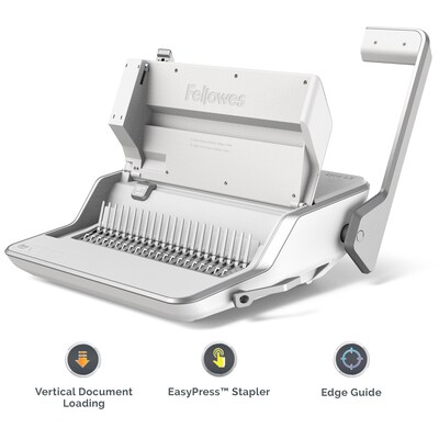 Fellowes Lyra Comb Binding Machine, 30 Sheet Capacity, White/Gray (5603001)